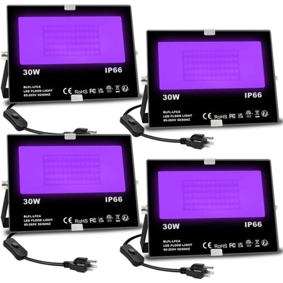 MELPO Black Light 30W LED Blacklight Flood‎ Light Outdoor for Glow Party, - Picture 1 of 8